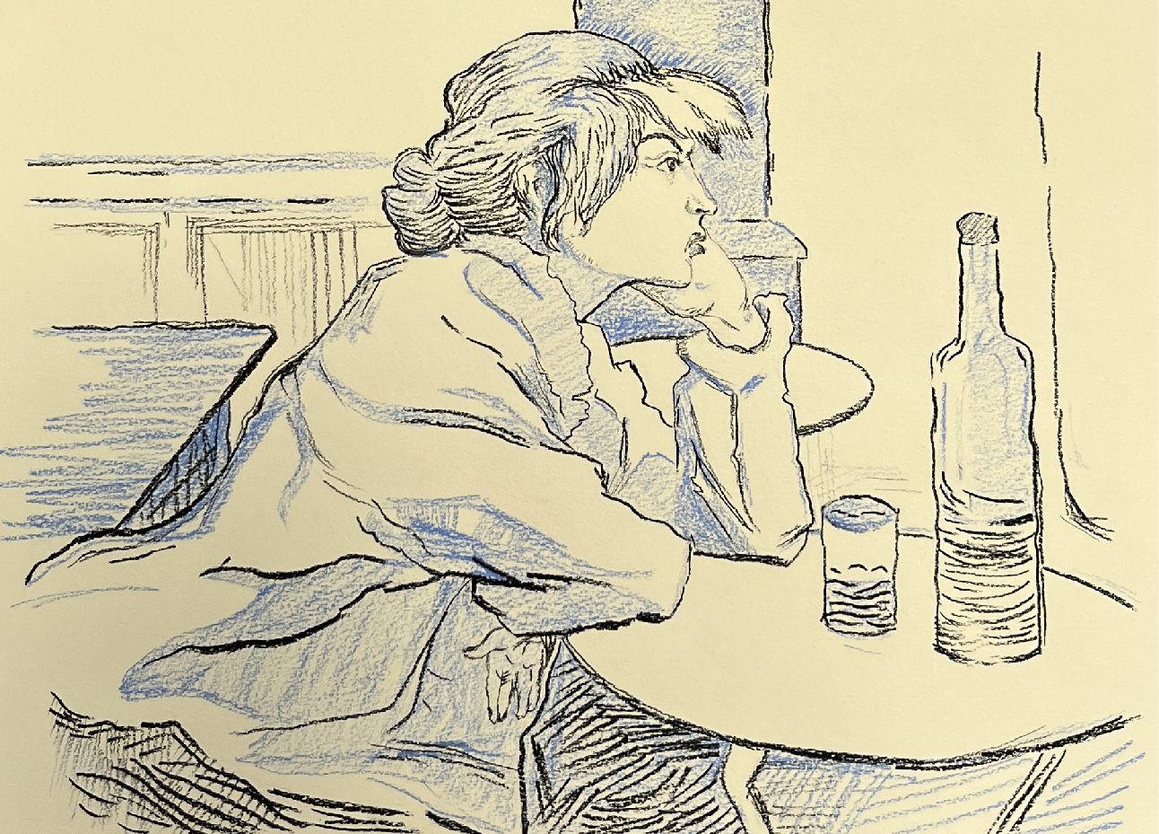 Releitura de Mulher Bebendo - Toulouse Lautrec